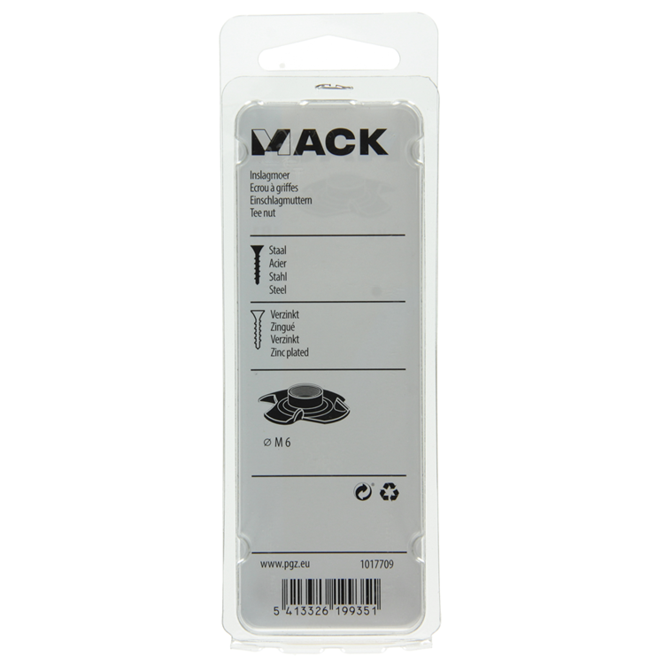 Laden Sie das Bild in Galerie -Viewer, Mack 1017709 - inslagmoer staal verzinkt 4 st m6 | 10 stuks
