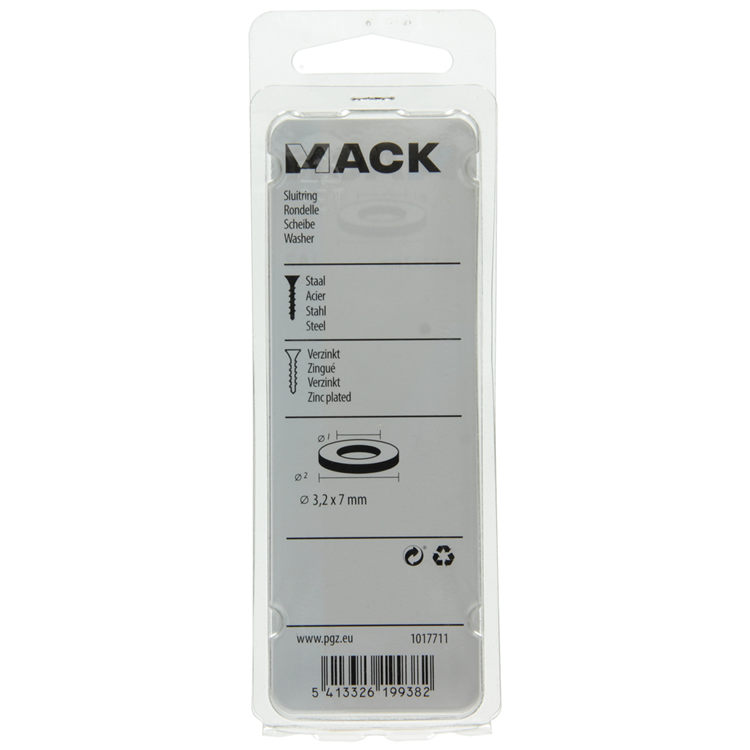 Afbeelding laden in galerijviewer, Mack 1017711 - sluitring staal verzinkt 70 st 3,2 x 7 mm | 10 stuks
