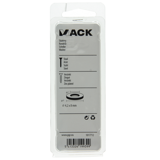 Mack 1017712 - sluitring staal verzinkt 60 st 4,2 x 8 mm | 10 stuks