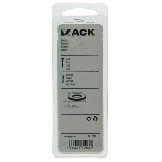 Mack 1017719 - sluitring staal verzinkt 8 st 15 x 28 mm | 10 stuks