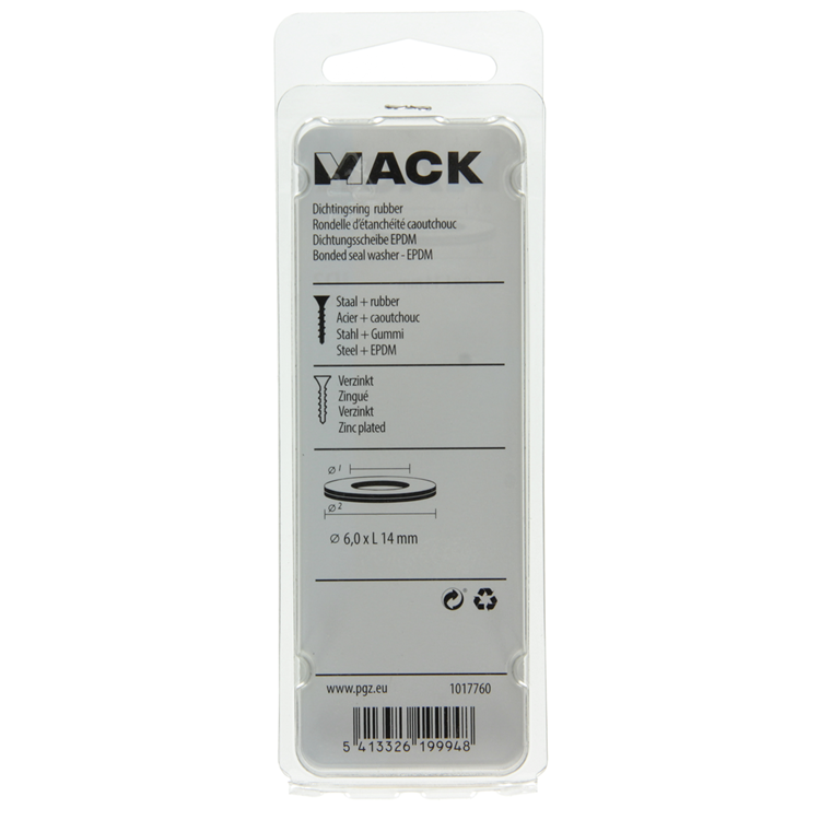 Afbeelding laden in galerijviewer, Mack 1017760 - dichtingsring rubber verzinkt 20 st 6,0 x 14 mm | 10 stuks
