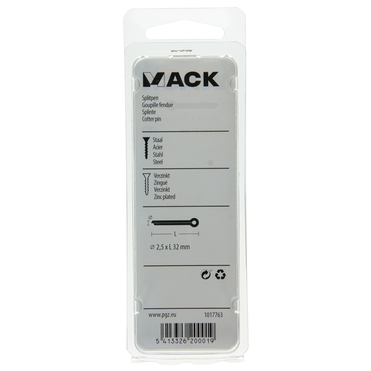 Afbeelding laden in galerijviewer, Mack 1017763 - splitpen staal verzinkt 18 st 2,5 x 32 mm | 10 stuks
