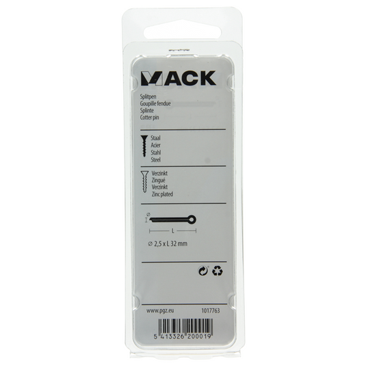 Mack 1017763 - splitpen staal verzinkt 18 st 2,5 x 32 mm | 10 stuks