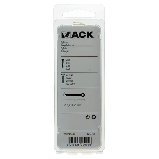 Mack 1017764 - splitpen staal verzinkt 16 st 3,2 x 25 mm | 10 stuks