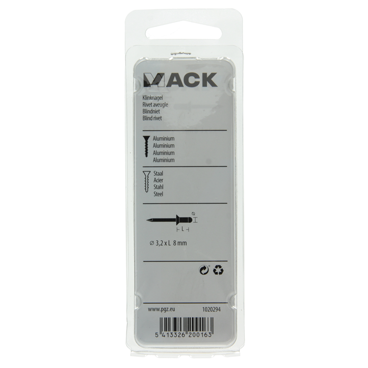 Afbeelding laden in galerijviewer, Mack 1020294 - 40 blindnieten alu 3,2x8mm | 10 stuks
