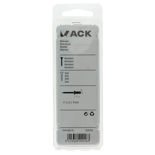 Mack 1020294 - 40 blindnieten alu 3,2x8mm | 10 stuks