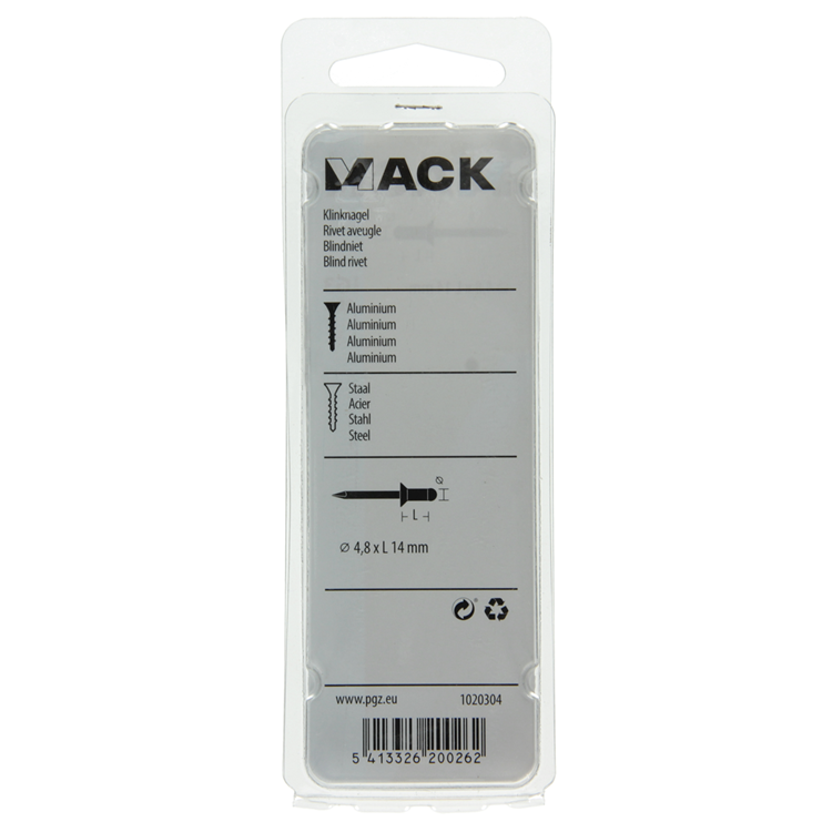 Afbeelding laden in galerijviewer, Mack 1020304 - 20 blindnieten alu 4,8x14mm | 5 stuks
