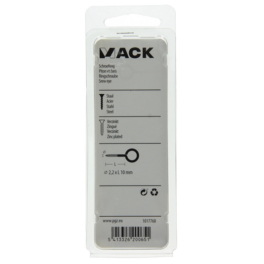 Mack 1017768 - schroefoog staal verzinkt 20st 2,2 x 10 mm | 10 stuks