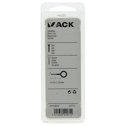 Mack 1017774 - schroefoog staal verzinkt 7 st 4,5 x 25 mm | 10 stuks