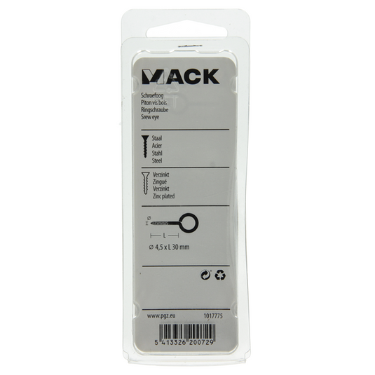 Mack 1017775 - schroefoog staal verzinkt 6 st 4,5 x 30 mm | 10 stuks