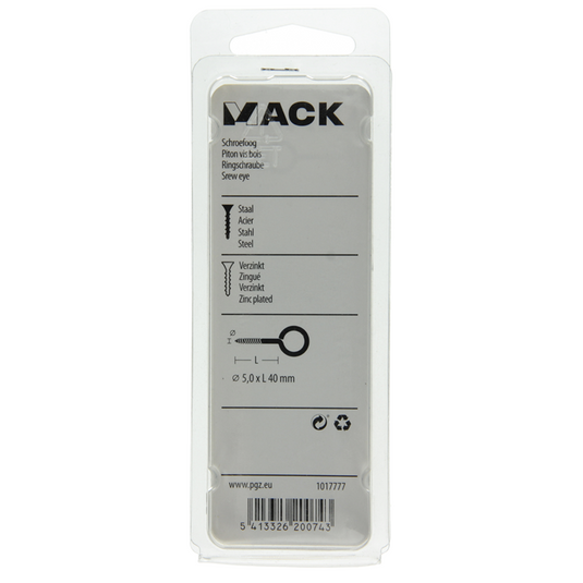 Mack 1017777 - schroefoog staal verzinkt 4 st 5,0 x 40 mm | 10 stuks