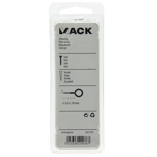 Mack 1017779 - schroefoog staal verzinkt 4 st 6,0 x 50 mm | 5 stuks
