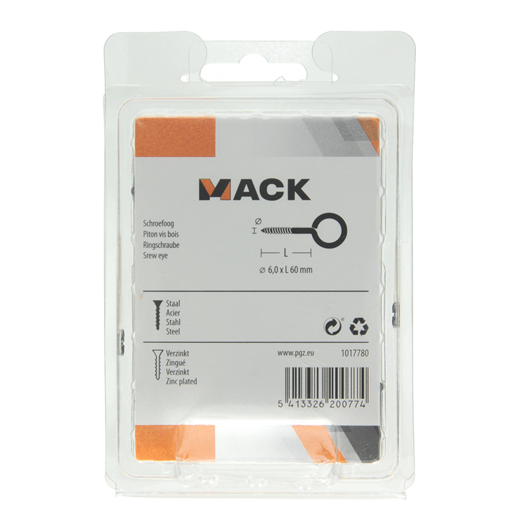 Afbeelding laden in galerijviewer, Mack 1017780 - schroefoog staal verzinkt 3 st 6,0 x 60 mm | 5 stuks
