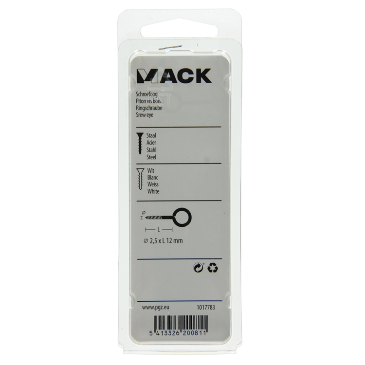 Cargue la imagen en el visor de la galería, Mack 1017783 - schroefoog staal wit 10 st 2,5 x 12 mm | 10 stuks
