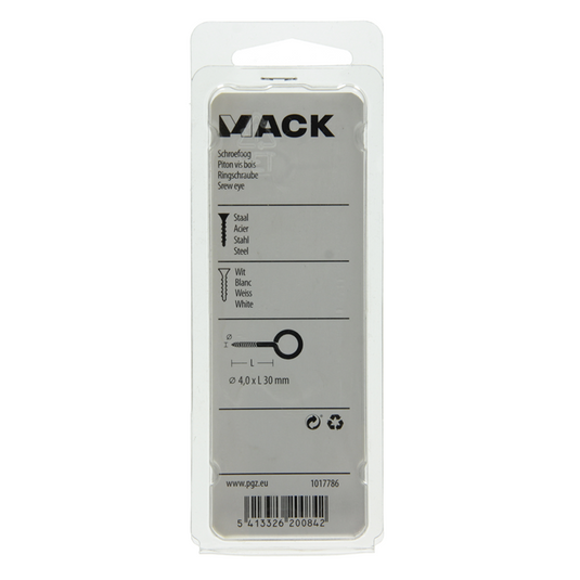 Mack 1017786 - schroefoog staal wit 4 st 4,0 x 30 mm | 10 stuks