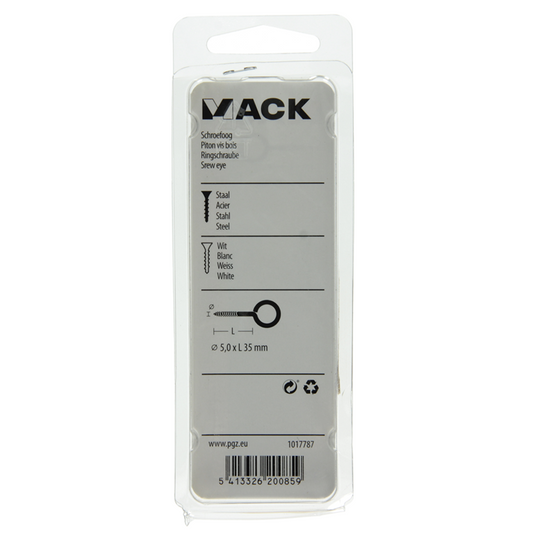 Mack 1017787 - schroefoog staal wit 2 st 5,0 x 35 mm | 10 stuks