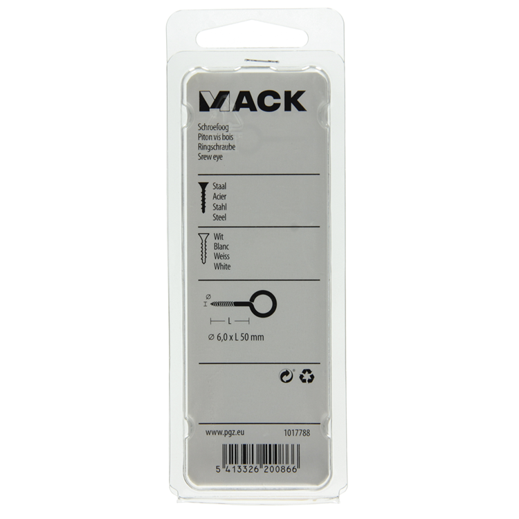 Afbeelding laden in galerijviewer, Mack 1017788 - schroefoog staal wit 2 st 6,0 x 50 mm | 5 stuks
