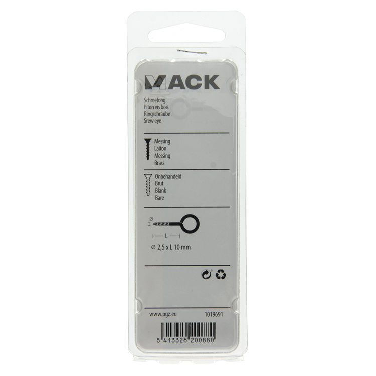 Afbeelding laden in galerijviewer, Mack 1019691 - schroefoog messing 6 st 2,5 x 10mm | 10 stuks
