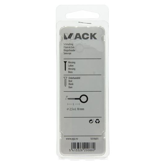 Mack 1019691 - schroefoog messing 6 st 2,5 x 10mm | 10 stuks