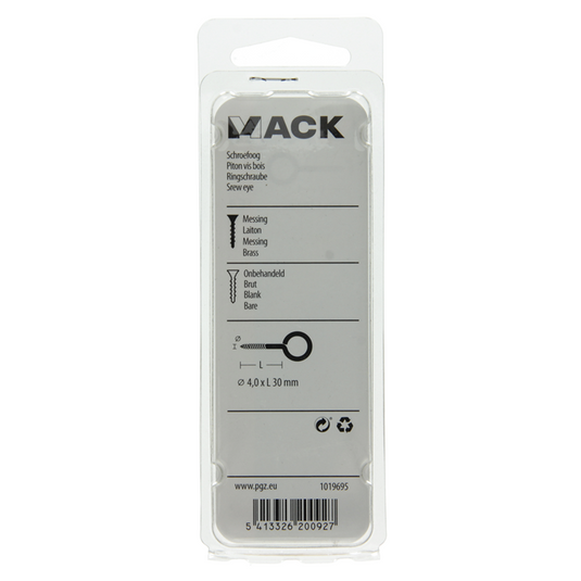 Mack 1019695 - schroefoog messing 2 st 4,0 x 30mm | 10 stuks