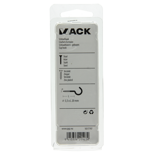 Mack 1017797 - schroefhaak staal verzinkt 10st 3,5 x 20 mm | 10 stuks