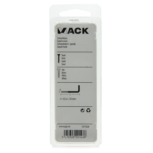 Mack 1017828 - schroefduim staal wit 3 st 4,0 x 50 mm | 10 stuks
