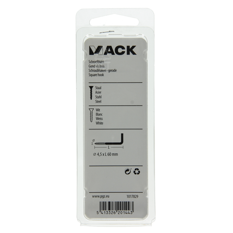 Afbeelding laden in galerijviewer, Mack 1017829 - schroefduim staal wit 3 st 4,5 x 60 mm | 10 stuks
