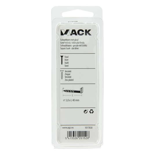 Mack 1017830 - schroefduim met gleuf staal verz. 5 st 5,0 x 40 mm | 10 stuks