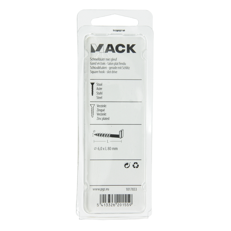 Cargue la imagen en el visor de la galería, Mack 1017833 - schroefduim met gleuf staal verz. 3 st 6,0 x 80 mm | 10 stuks
