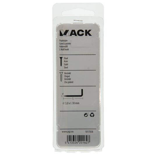 Mack 1017838 - puntduim staal verzinkt 16 st 3,0 x 30 mm | 10 stuks