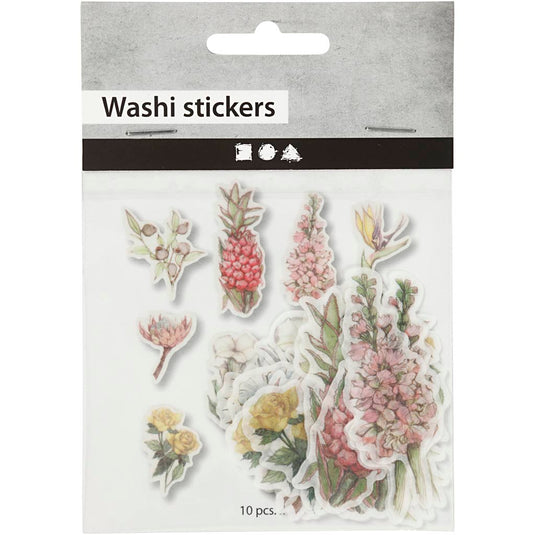 Creativ company masking tape stickers - washi tape stickers - bloemen thema - zelfklevende stickers - esthetische stickers voor planner bullet journal - diy knutselen - afm 25-60 mm - 30 stuks