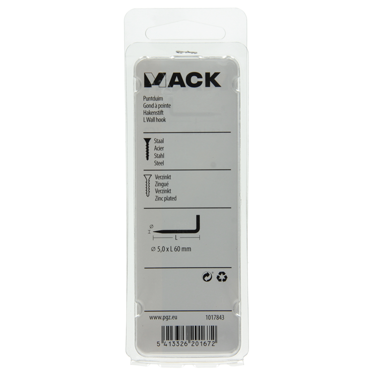 Afbeelding laden in galerijviewer, Mack 1017843 - puntduim staal verzinkt 4 st 5,0 x 60 mm | 10 stuks
