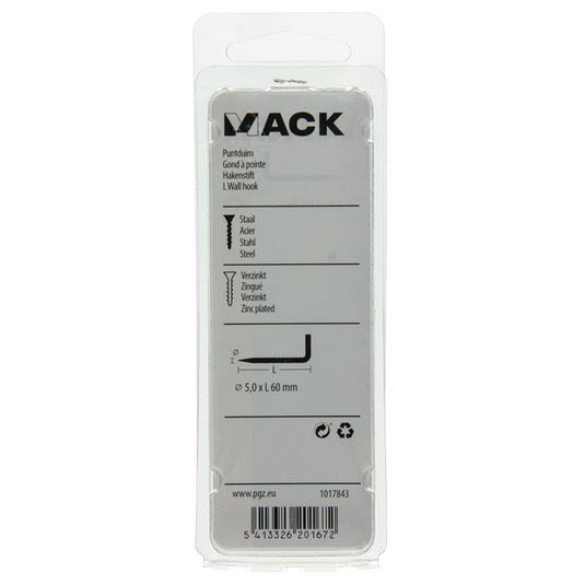 Mack 1017843 - puntduim staal verzinkt 4 st 5,0 x 60 mm | 10 stuks