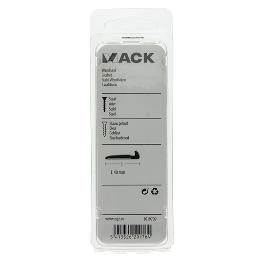 Mack 1019709 - wandhaak staal blauw gehard 8 st 40 mm | 10 stuks