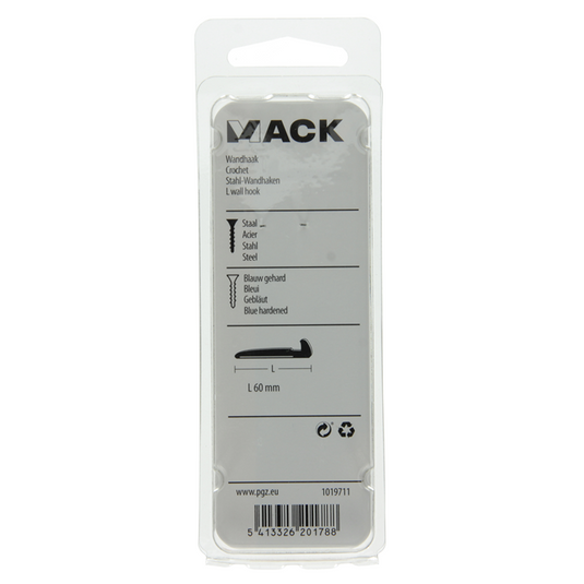 Mack 1019711 - wandhaak staal blauw gehard 5 st 60 mm | 10 stuks
