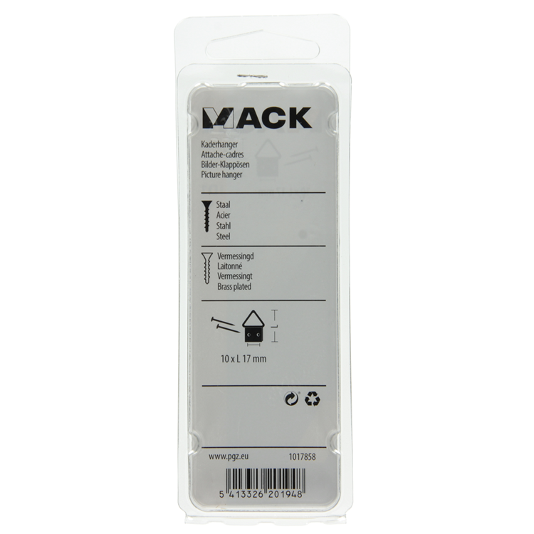 Afbeelding laden in galerijviewer, Mack 1017858 - kaderhanger staal vermessingd 6 st 10 x 17 mm | 10 stuks
