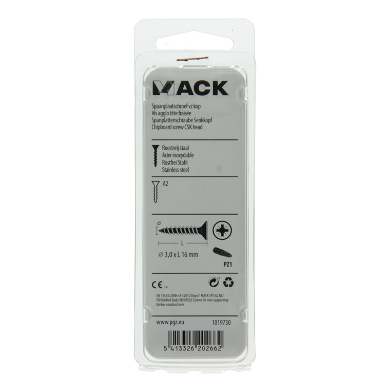 Afbeelding laden in galerijviewer, Mack 1019730 - spaanplaatschroef vz kop rvs 31 st 3,0 x 16 mm | 10 stuks
