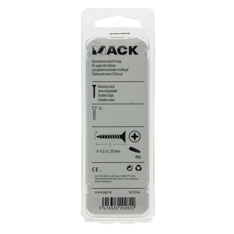 Afbeelding laden in galerijviewer, Mack 1019746 - spaanplaatschroef vz kop rvs 13 st 4,5 x 20 mm | 10 stuks
