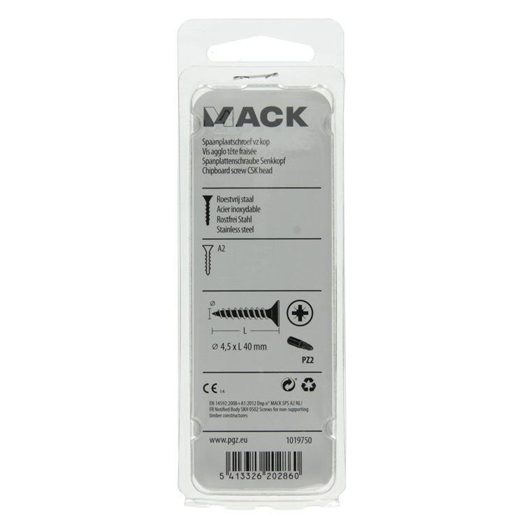 Afbeelding laden in galerijviewer, Mack 1019750 - spaanplaatschroef vz kop rvs 8 st 4,5 x 40 mm | 10 stuks

