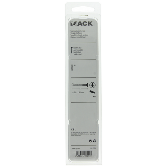 Mack 1019758 - spaanplaatschroef vz kop rvs 5 st 5,0 x 80 mm | 5 stuks