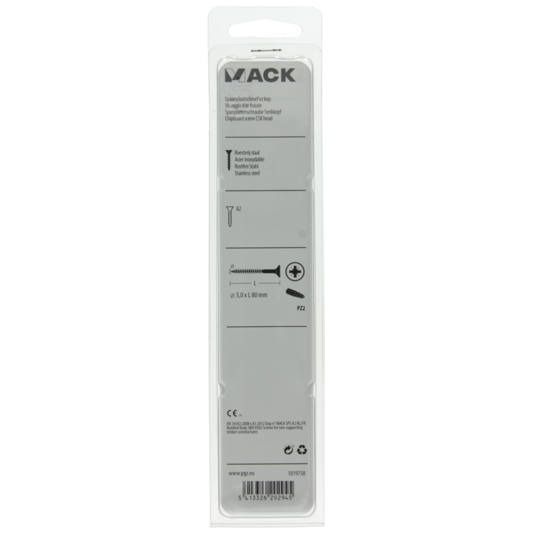Laden Sie das Bild in Galerie -Viewer, Mack 1019758 - spaanplaatschroef vz kop rvs 5 st 5,0 x 80 mm | 5 stuks
