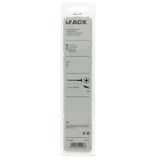 Mack 1019762 - spaanplaatschroef vz kop rvs 4 st 6,0 x 100mm | 5 stuks