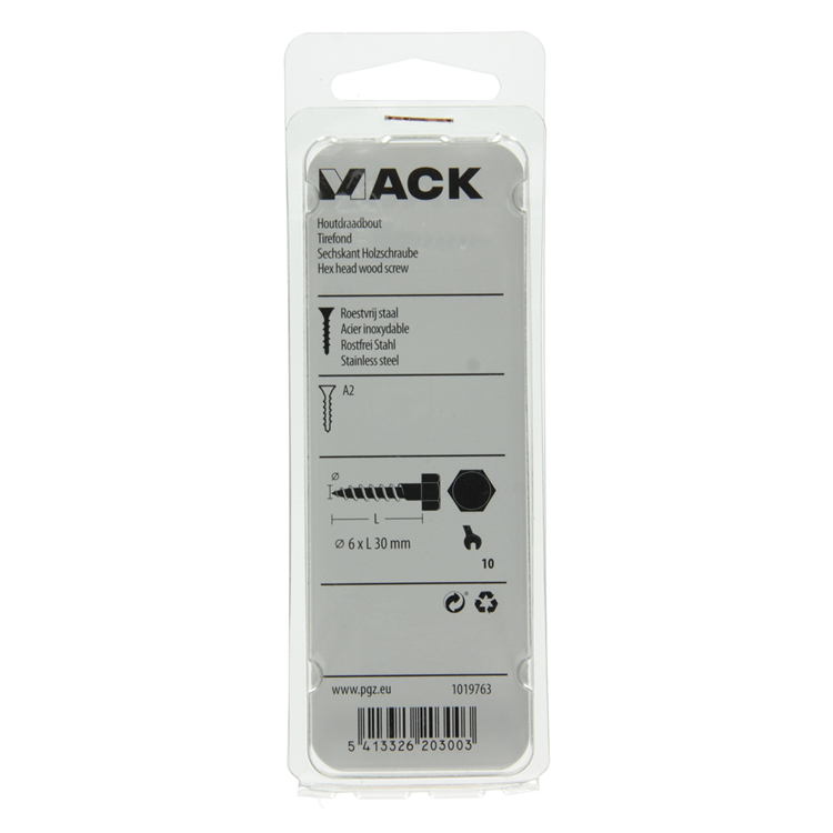 Afbeelding laden in galerijviewer, Mack 1019763 - houtdraadbout roestvrijstaal 5 st 6 x 30 mm | 10 stuks

