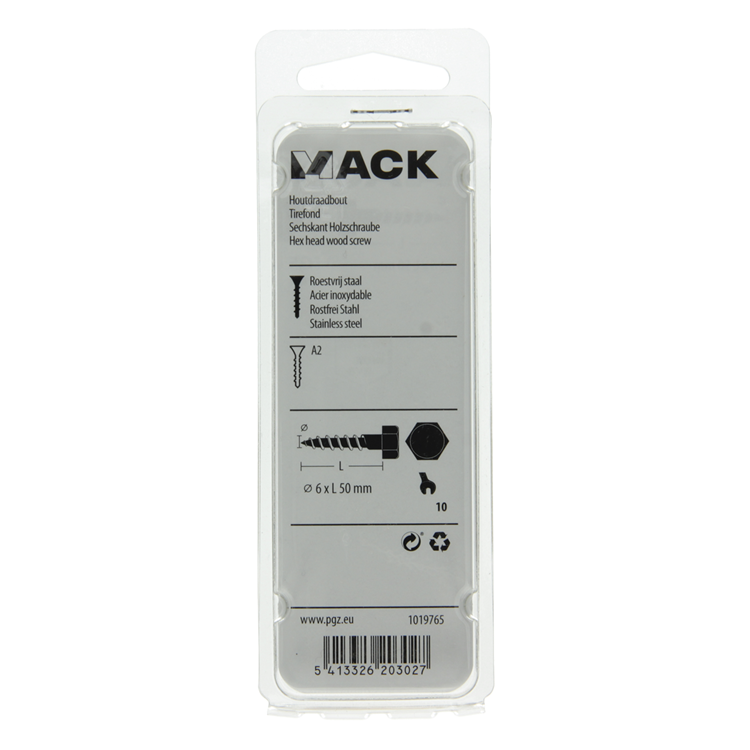 Laden Sie das Bild in Galerie -Viewer, Mack 1019765 - houtdraadbout roestvrijstaal 4 st 6 x 50 mm | 10 stuks

