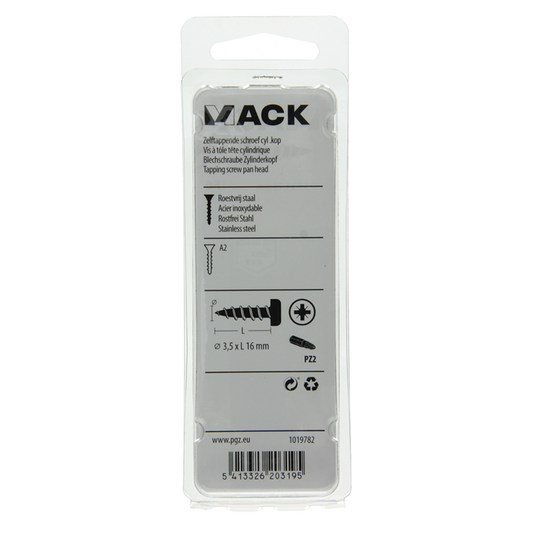 Mack 1019782 - zelftappende schroef cyl.kop a2 13 st 3,5 x 16 mm | 10 stuks