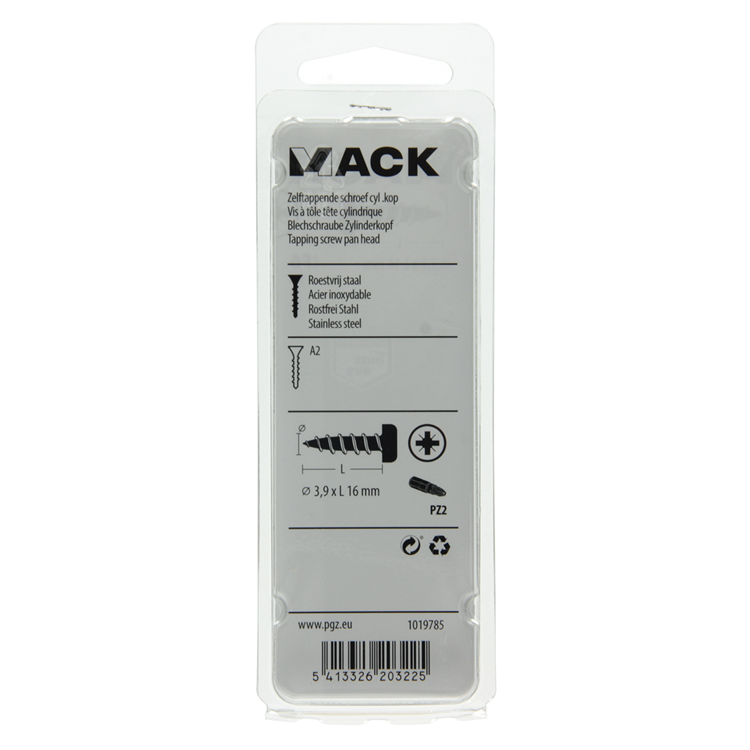 Afbeelding laden in galerijviewer, Mack 1019785 - zelftappende schroef cyl.kop a2 11 st 3,9 x 16 mm | 10 stuks

