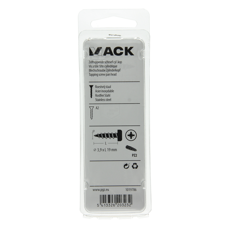 Laden Sie das Bild in Galerie -Viewer, Mack 1019786 - zelftappende schroef cyl.kop a2 10 st 3,9 x 19 mm | 10 stuks
