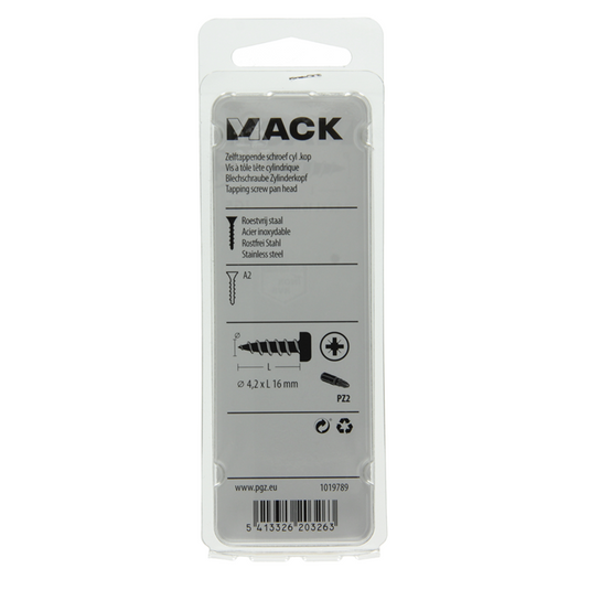 Mack 1019789 - zelftappende schroef cyl.kop a2 11 st 4,2 x 16 mm | 10 stuks