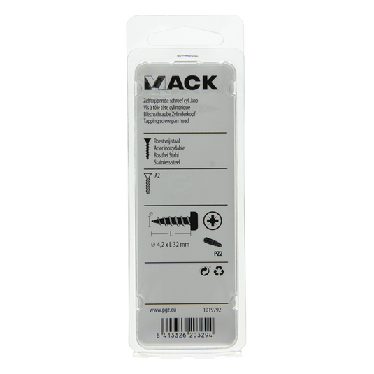 Mack 1019792 - zelftappende schroef cyl.kop a2 8 st 4,2 x 32 mm | 10 stuks