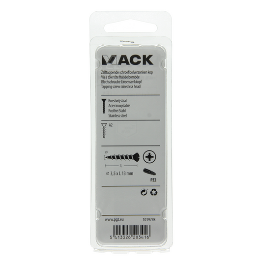 Mack 1019798 - zelftappende schroef bolvz.kopa2 14st 3,5 x 13 mm | 10 stuks